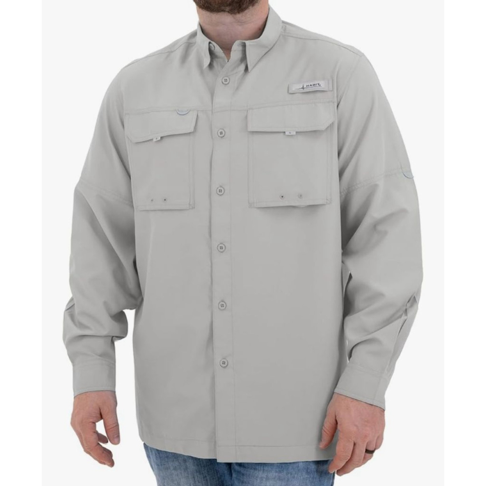 Men's HABIT Casual Button Down Shirt XXL Gray